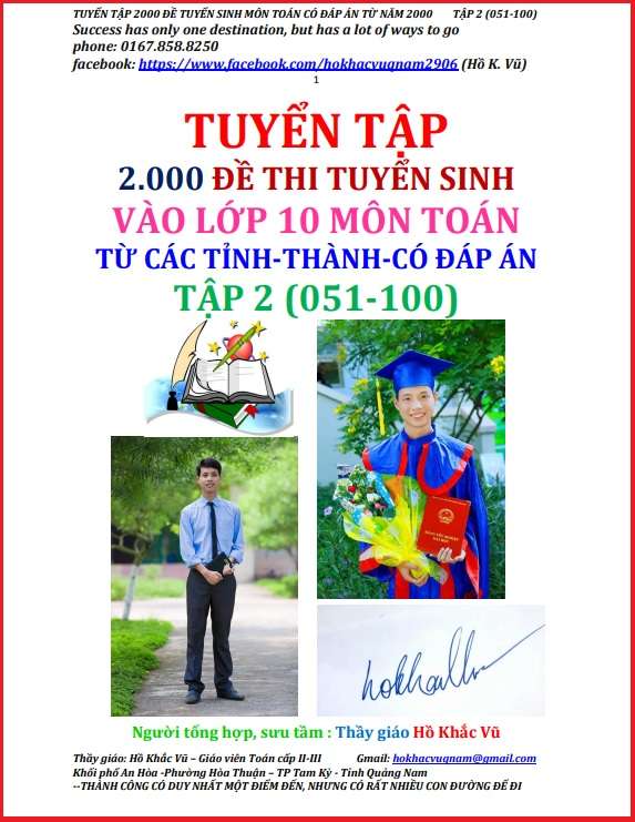 Tuyển Tập 2000 Đề Thi Tuyển Sinh Vào Lớp 10 Môn Toán Tập 2
